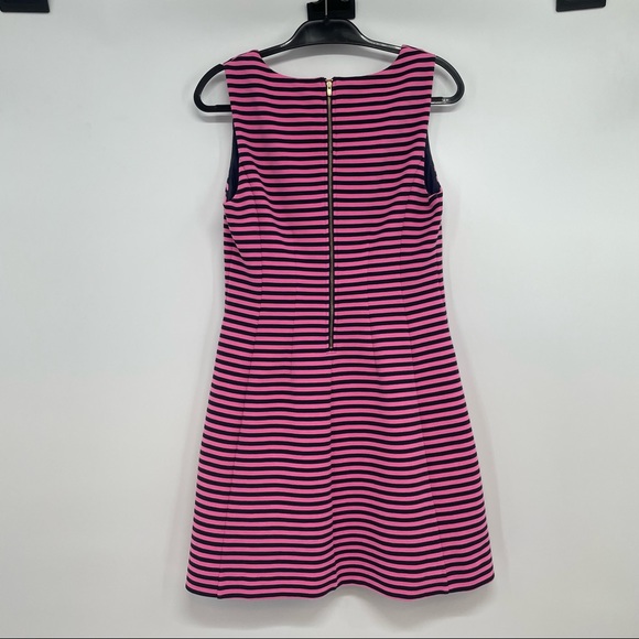 Lilly Pulitzer Brielle Hotty Pink Ottoman Stripe Stretch Fit Flare Dress Size M - Picture 3 of 10